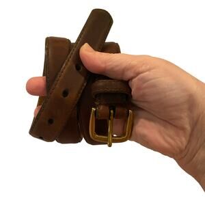 Vintage Canterbury Brown Oil Tan Leather Belt Brass Buckle Size 36 Taiwan